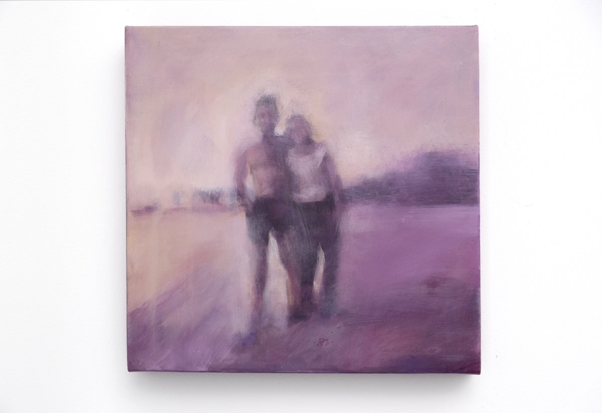 Impressionistic Portrait Acrylic Painting By Olga Bezverkhaya, 12 X 12", Shoreline, Original Artwork