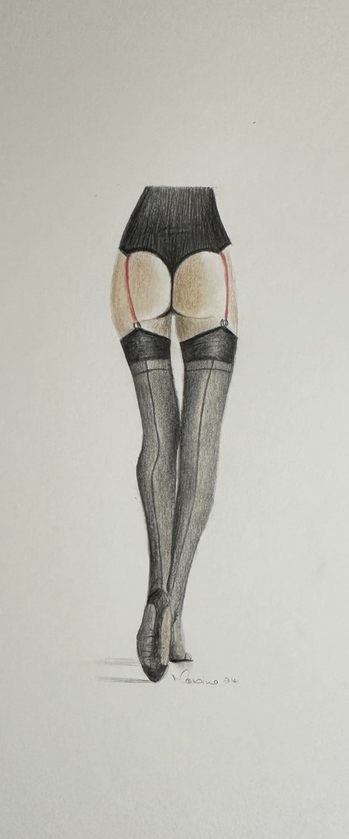 Stockings and suspenders by Maxine Taylor