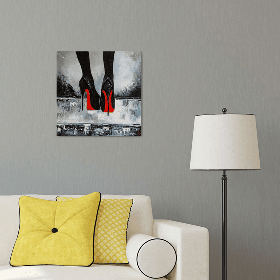 TAKE OFF YOUR SHOES! (FRAMED 22''X22'')