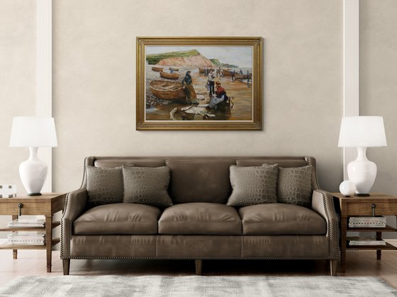 A FISH SALE ON SIDMOUTH BEACH