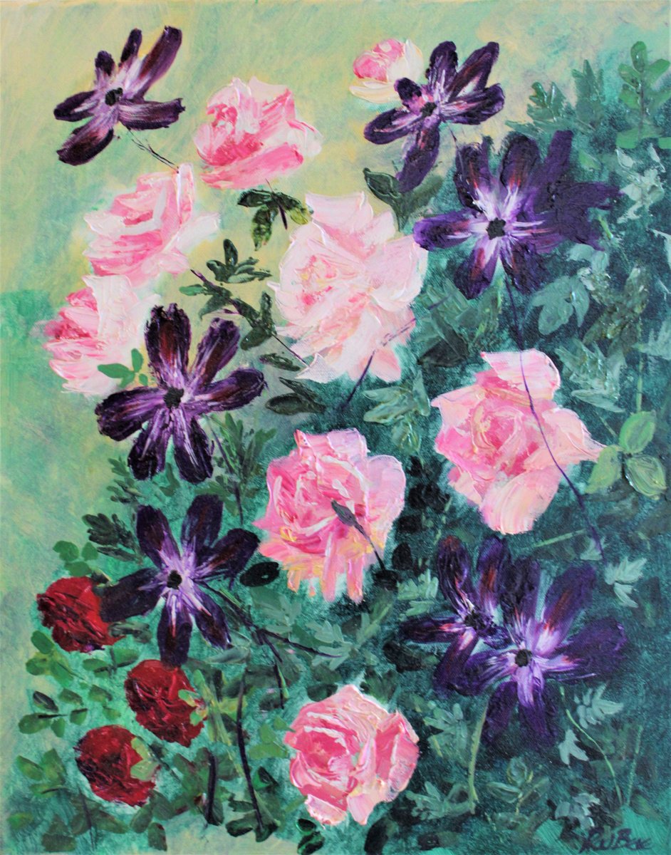 Roses and Clematis by Rod Bere