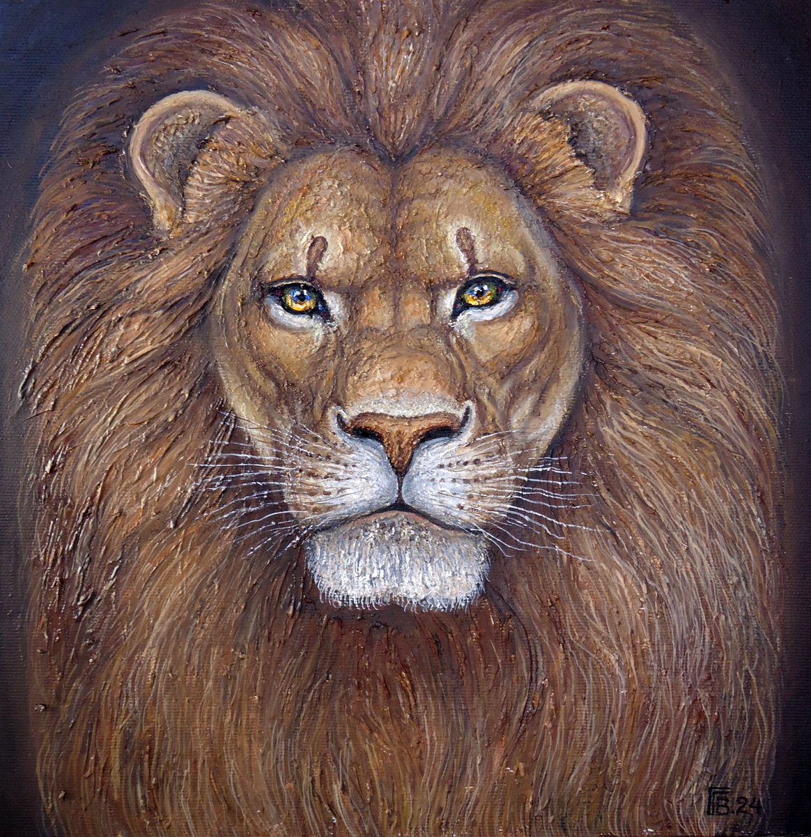 Photorealistic Animal Oil Painting By Grigor Velev, 12 X 12, Silent Roar, Original Artwork