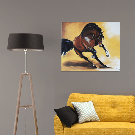 Brown horse running