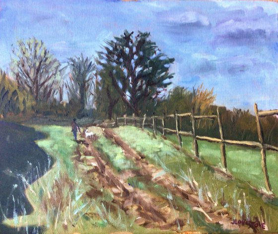 The muddy path an original oil painting