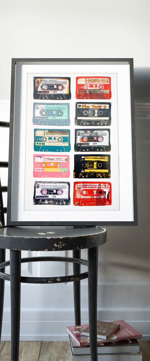 Cassettes #4 (cassette tapes, retro music, 70's, 80's rock culture) by Carolynne Coulson