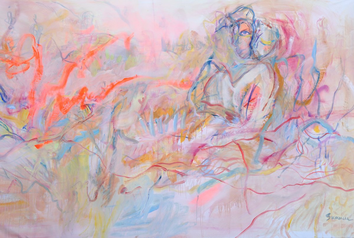 Expressive Abstract Oil Painting By Mari Skakun, 100 X 65", Energy Of The Absolute, Original Artwork