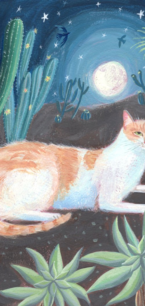 Cactus Garden Cat by Mary Stubberfield
