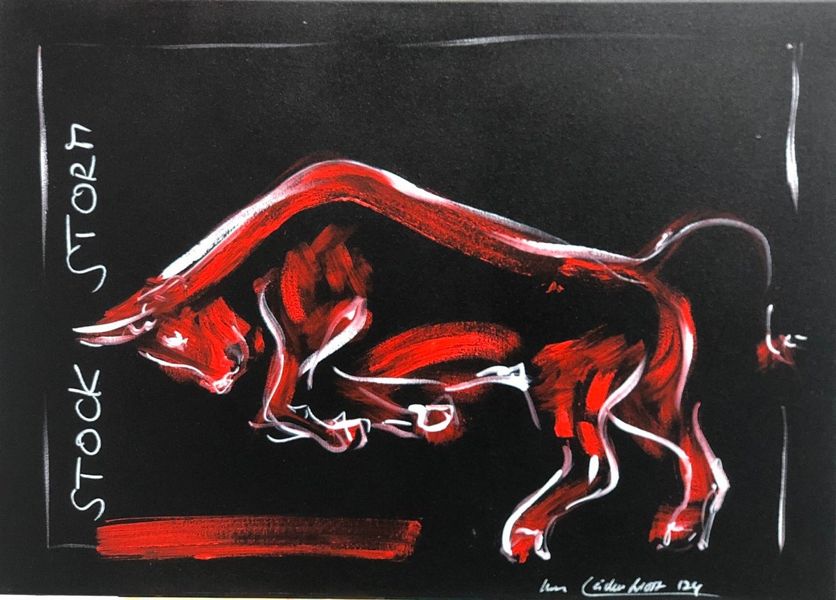 Expressive Animal Acrylic Painting By Nicole Leidenfrost, 28 X 20", Stock Storm, Original Artwork