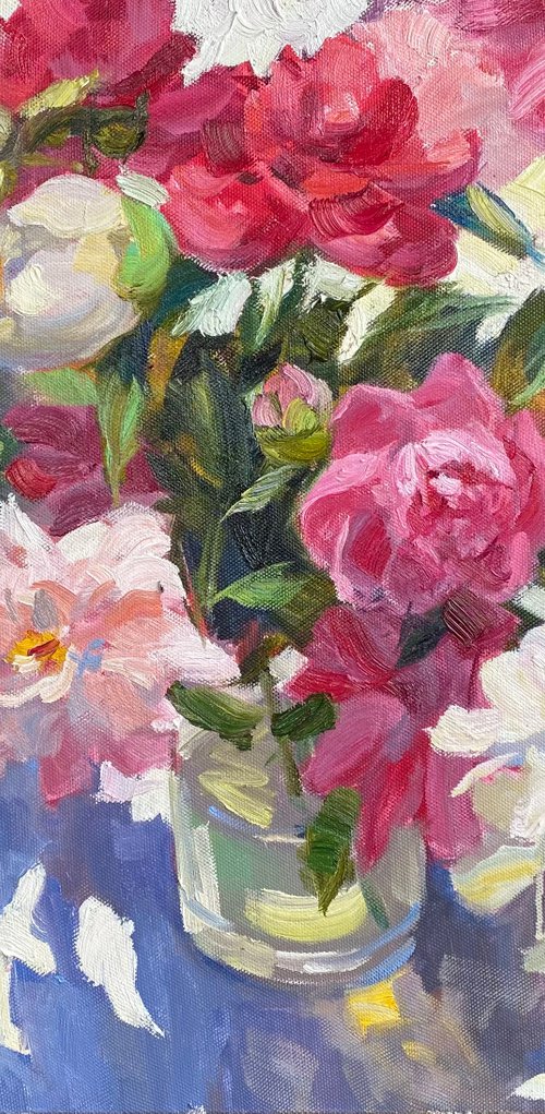 Peonies at afternoon by Nataliia Nosyk