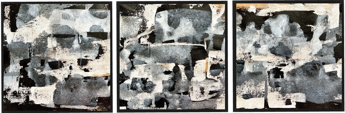 Abstract No. 2322 black & white -set of 3 - by Anita Kaufmann