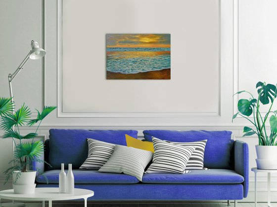 Beautiful Sea Sunset - original oil painting