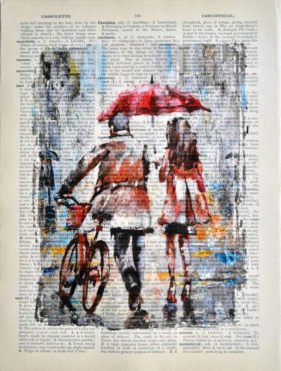 Walk in the Fog - Collage Art on Large Real English Dictionary Vintage Book Page