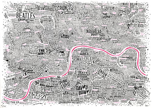 Music Map Of London (Pink Thames) by Dex