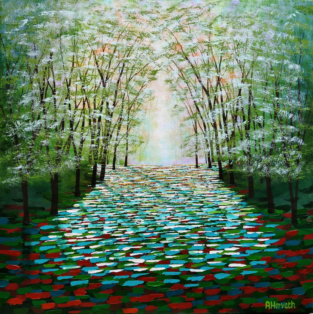 A Quieter Forest Way By Amanda Horvath, 35 X 35, Artwork For Sale On Artfinder