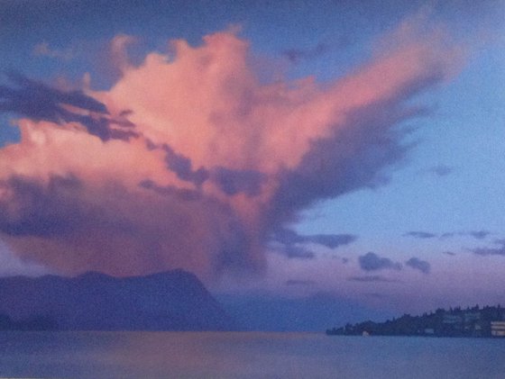 Strange cloud over Lake Garda ( framed original)