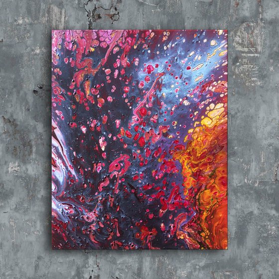 "Molten" - FREE USA SHIPPING - Original Abstract PMS Fluid Acrylic Painting - 16 x 20 inches