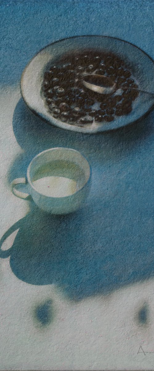 A Mug of Milk and Blueberries by Andrejs Ko