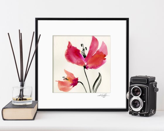 Abstract Floral 111 - Watercolor Poppy Painting by Kathy Morton Stanion