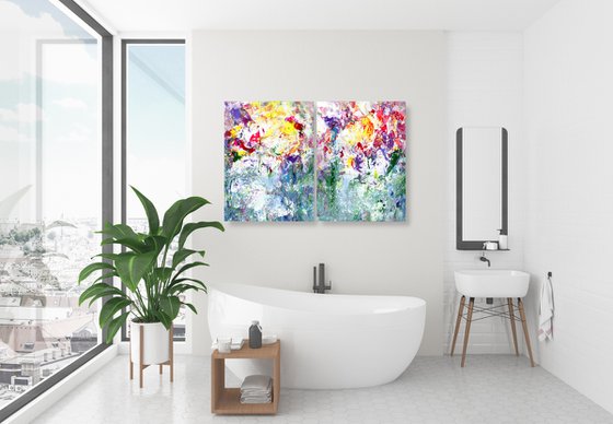 Magic Flowers - diptych - 2 paintings