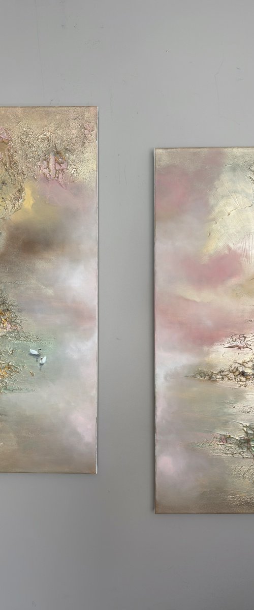 Quiet dialogue Diptych by Inga Zurabiani