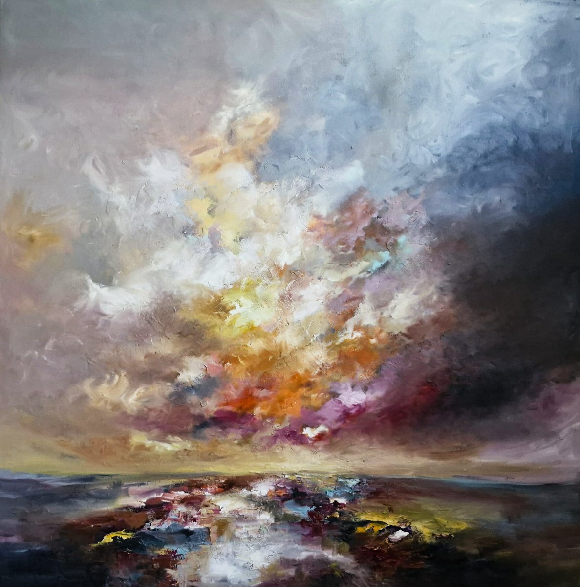 Eclipse Of Colour By Anna Schofield, 39 X 39, Artwork For Sale On Artfinder