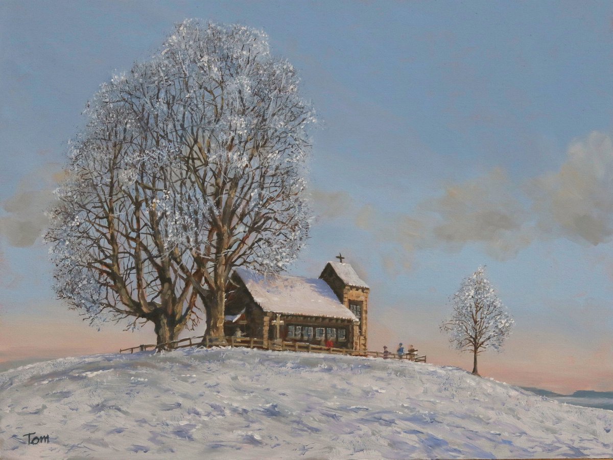 The chapel at Michaelskreuz in winter by Tom Clay
