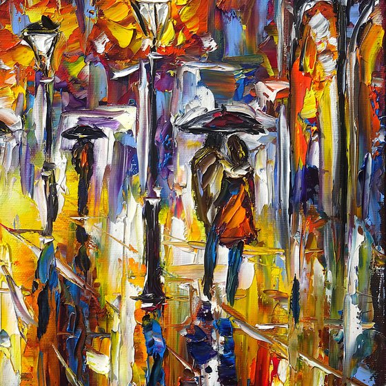 City in the Evening Rain