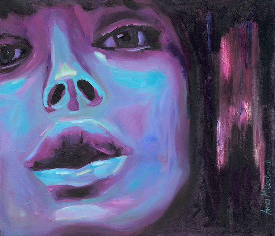Electric Blue Female Portrait — Striking