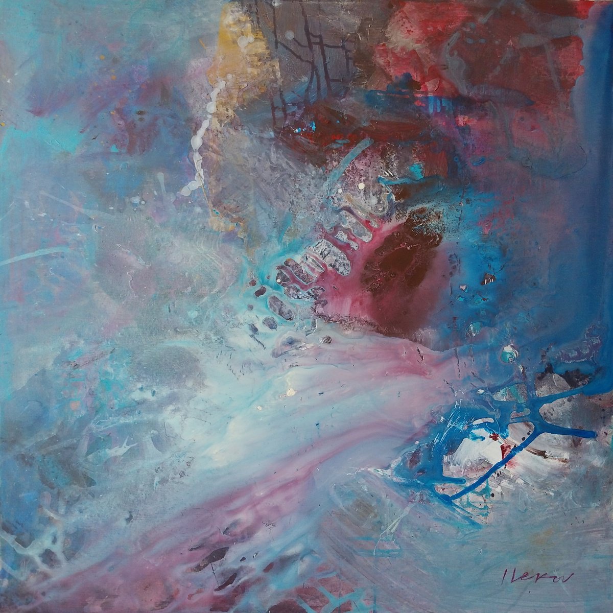 Abstract Acrylic Painting By Ivo Lekov, 39 X 39, Resonance, Original Artwork