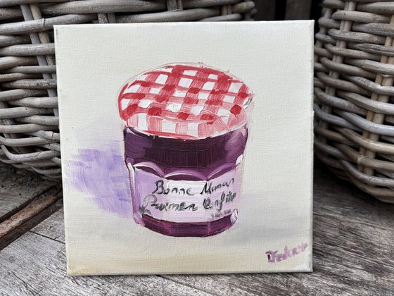 Jam in the small glass jar