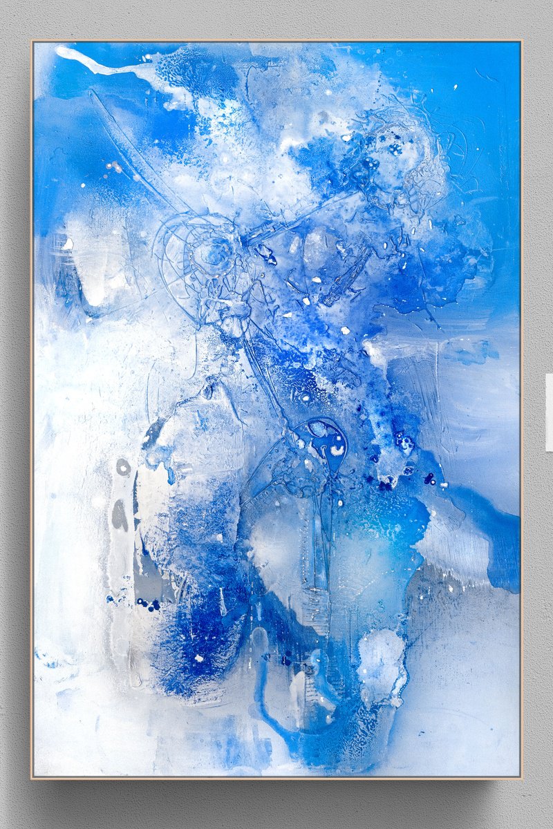 Organic Abstract Acrylic Painting By Adriano Ribeiro, 31 X 47, Cielo Inauge, Original Artwork