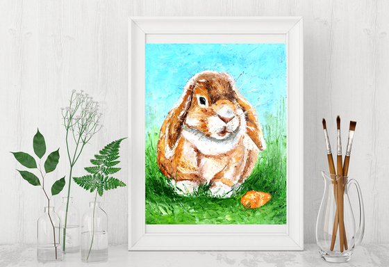 Hare Painting Original Art Rabbit Artwork Bunny Wall Art Animal