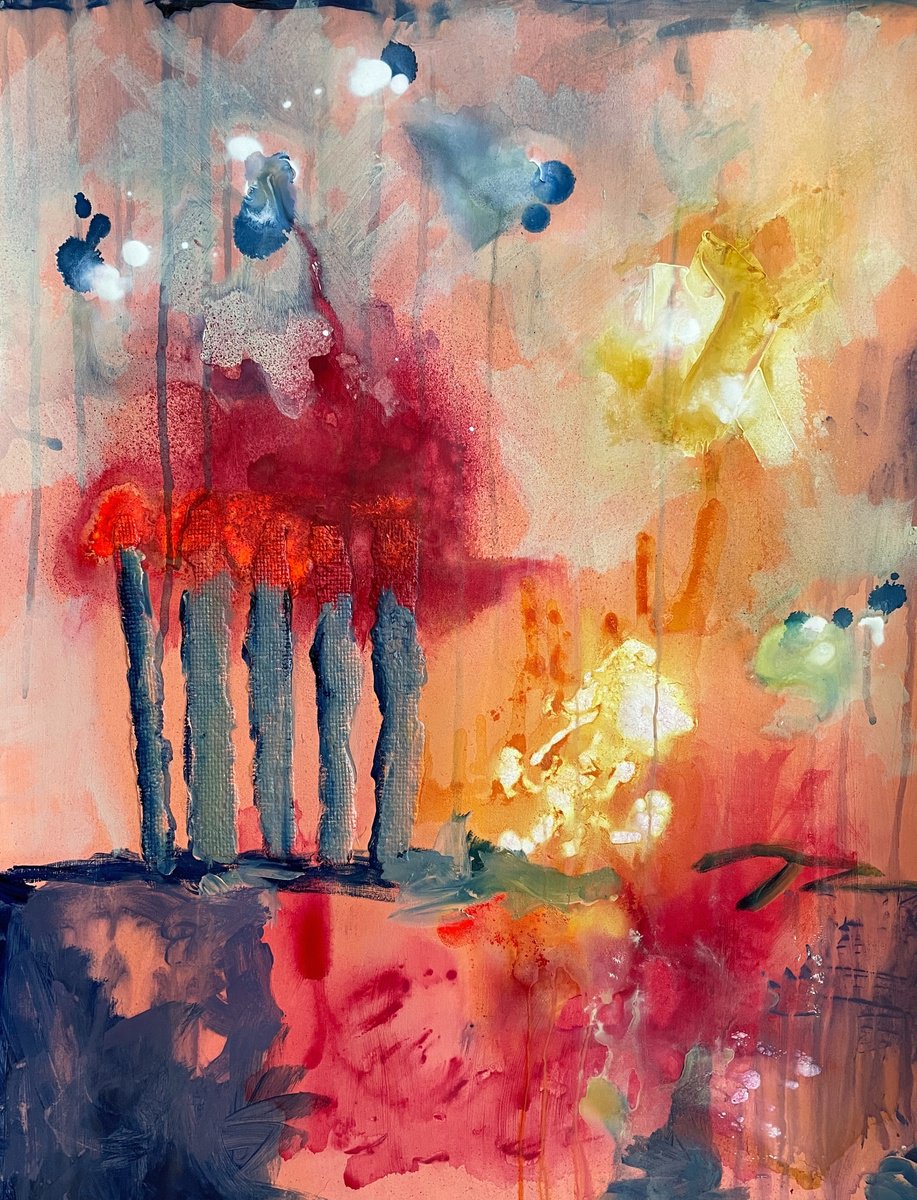 Organic Abstract Painting By Shelli Finch, 15 X 19", The Fake Independence Day-2025, Original Artwork