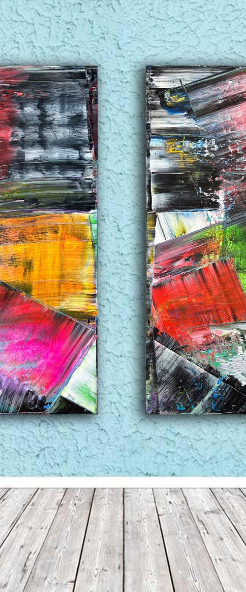 "Lie To Me Baby" - Save As A Series - Original PMS Large Abstract Acrylic Painting Diptych On Canvas - 48" x 48" by Preston M. Smith (PMS)