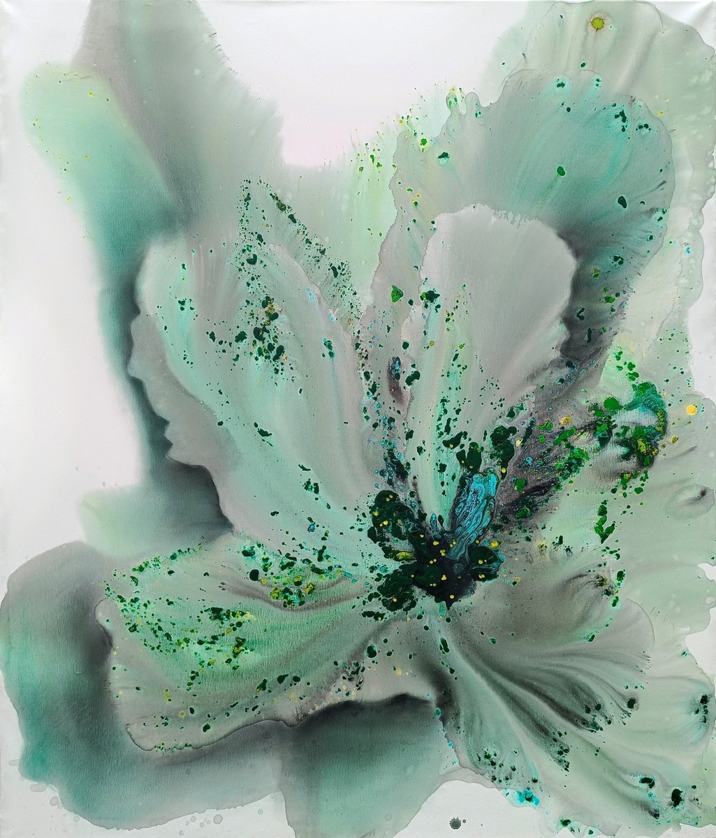 Abstract Botanical Acrylic Painting By Muriel Napoli, 47 X 55", Nature 398, Original Artwork