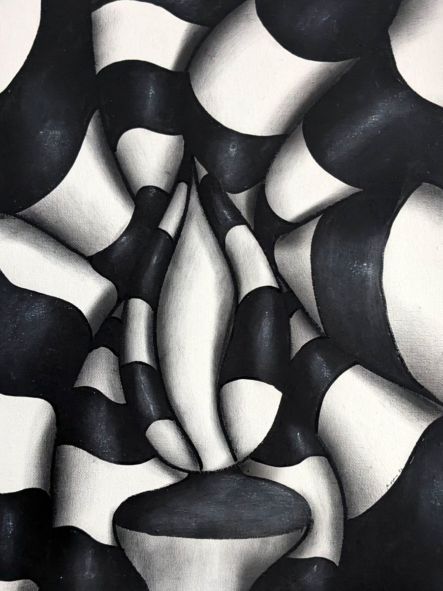 Geometric Abstract Acrylic Painting By Massimo Castronuovo, 12 X 16", Candela, Original Artwork