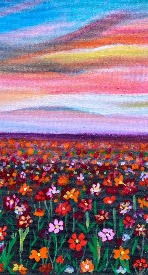 Floral meadow at sunset by Manjiri Kanvinde