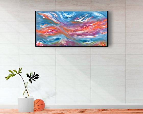 Eternal battle II, work of art inspired by the sky, 120x60 cm