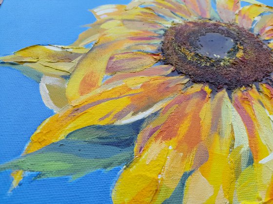 Sunflower, original acrylic painting on canvas