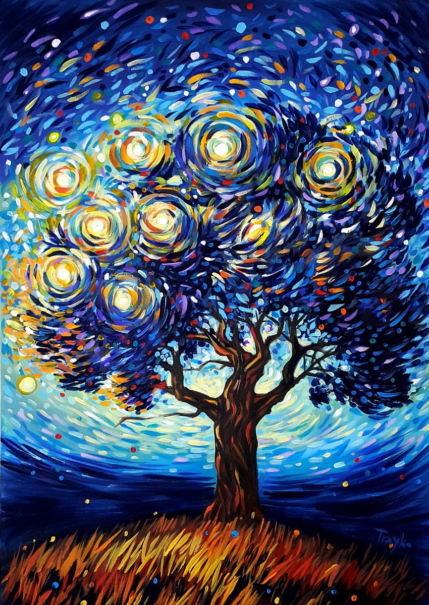  Stars Tree By Trayko Popov, 28 X 39, Artwork For Sale On Artfinder
