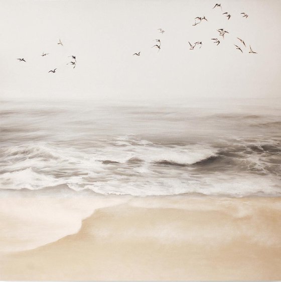 "Sea vibes" Beige sea oil landscape art