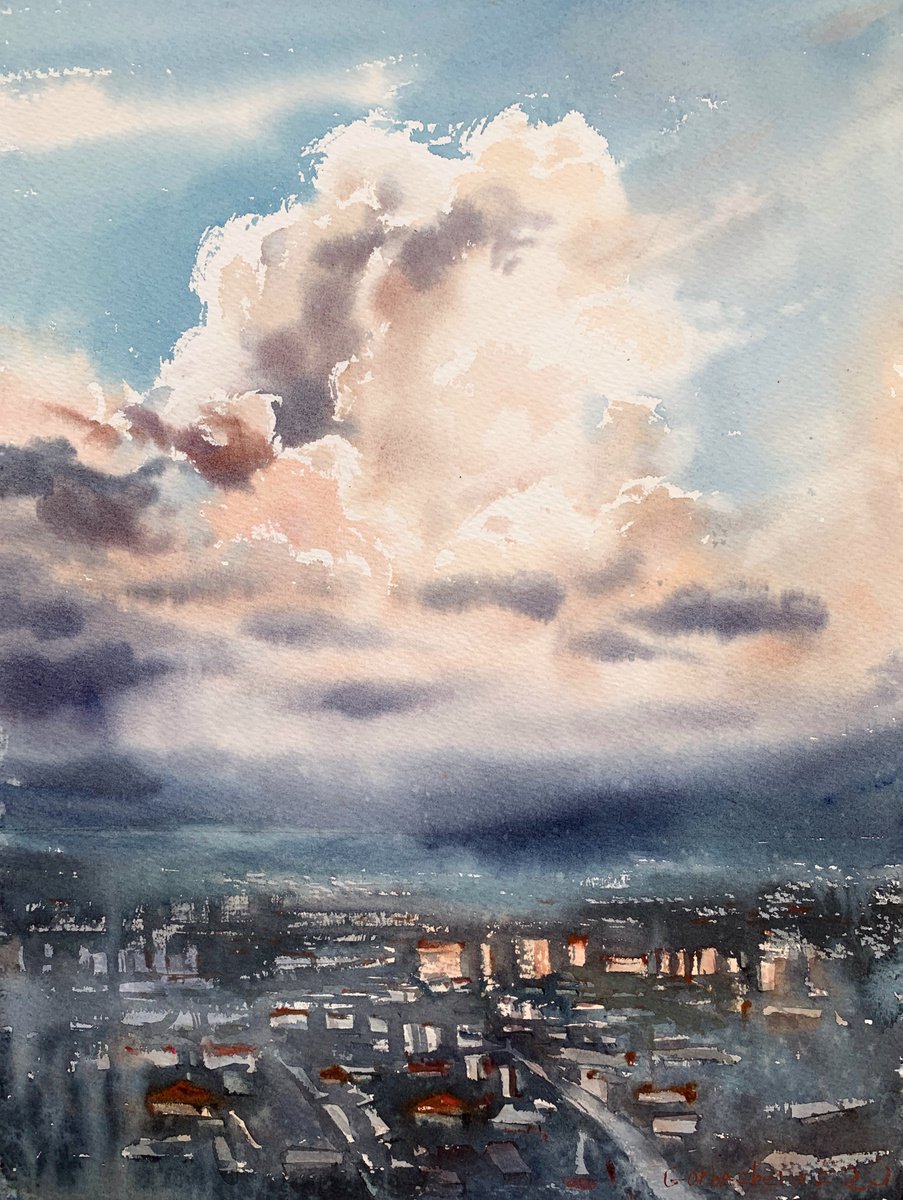 City Cloudscape at Sunrise #3 by Eugenia Gorbacheva