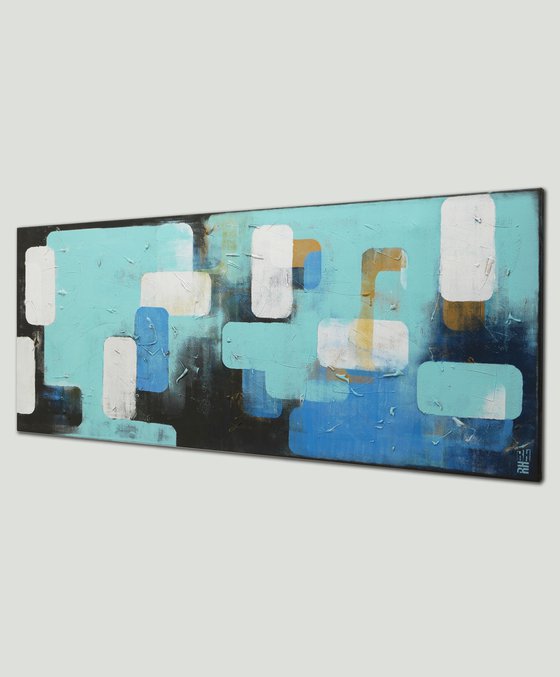 Abstract Painting - Layer Player Blue Landscape - Ronald Hunter - 150x60CM - 10O