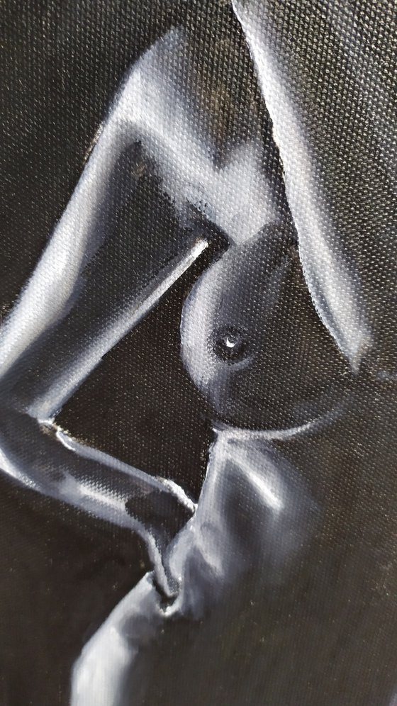 Don't turn around, nude erotic gestural oil painting, Gift art, impressionistic painting