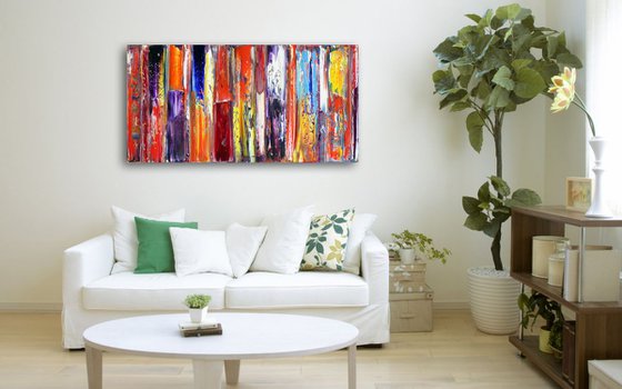 "Awakening 2" - Original Large PMS Oil Painting On Canvas - 48 x 24 inches