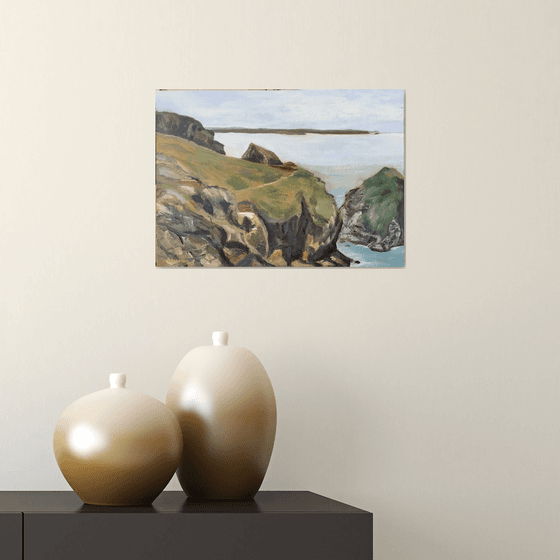 Rocky Cornish coast - An original plein air oil painting