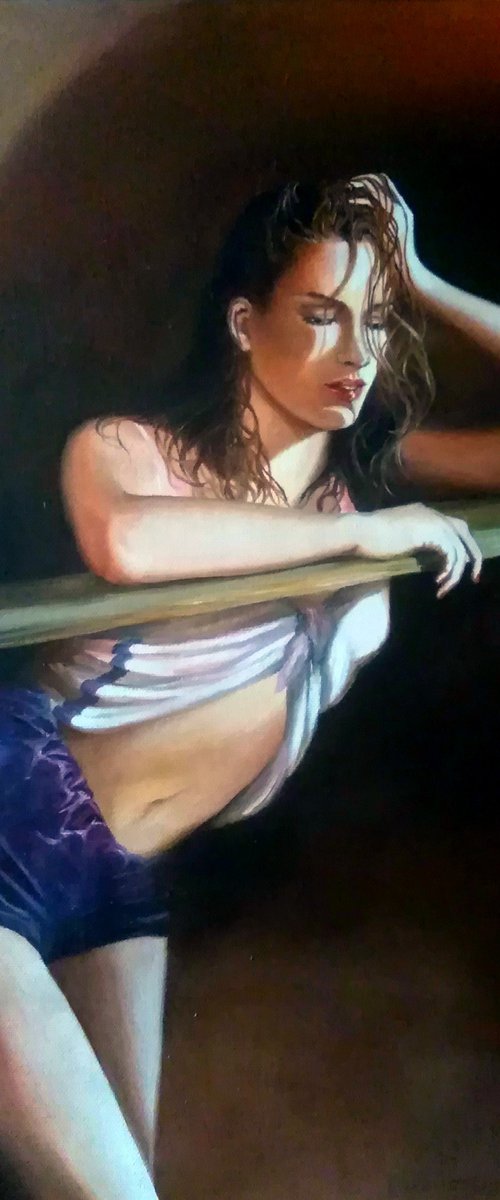Relax - woman - oil painting by Anna Rita Angiolelli
