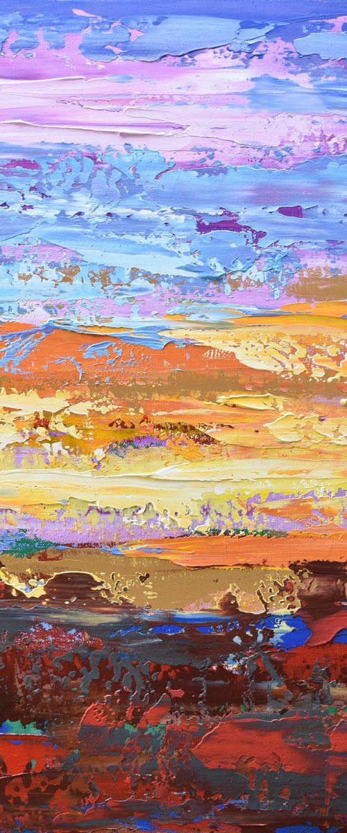 Gold Sunset - Palette Knife Abstract Landscape by Olga Tkachyk