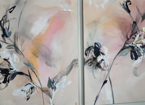 Blush, Ink and Ivory Triptych