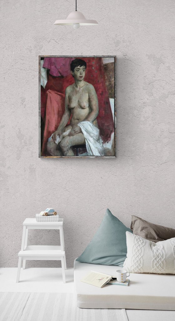 Nude with a white towel